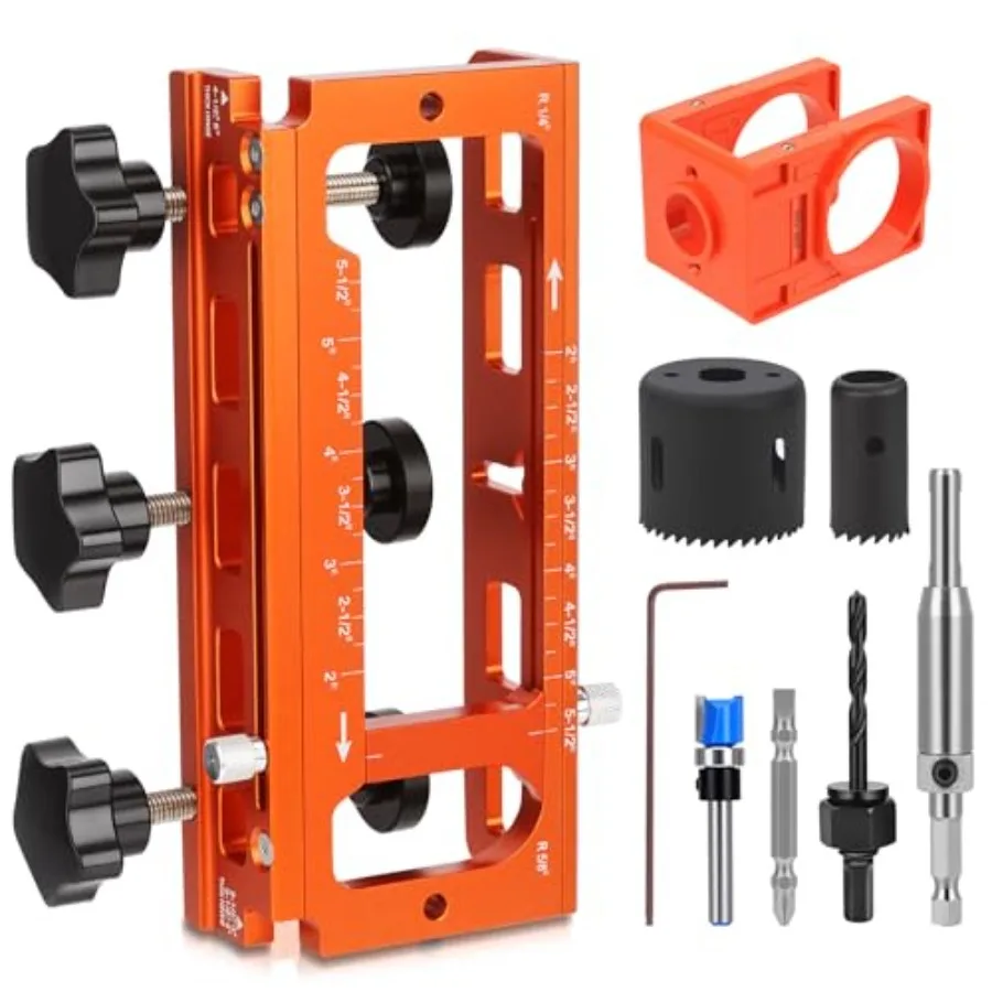 Door Hinge Jig, Door Hinge Template Kit for Router, Door Hinges Mortise Jig Fits 2.5" to 5" Length and Thicknesses, 1/4" Radius
Door Hinge Jig, Door Hinge Template Kit for Router, Door Hinges Mortise Jig Fits 2.5" to 5" Length and Thicknesses, 1/4" Radius