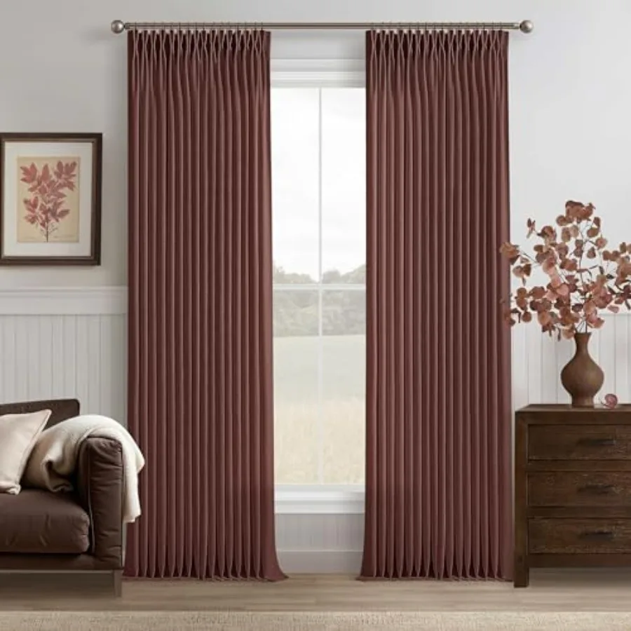 Reddish Brown Pinch Pleat Thick Curtains 102 Inch Length 2 Panels Set Back Tab Light Filtering Textured Pleated Drapes with Hoo
Reddish Brown Pinch Pleat Thick Curtains 102 Inch Length 2 Panels Set Back Tab Light Filtering Textured Pleated Drapes with Hoo