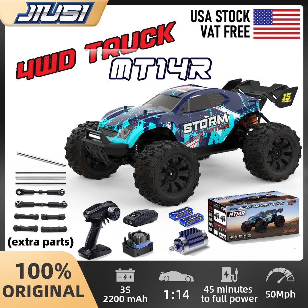 JIUSI MT14R 1/14 Scale Fast Brushless RC Truck 4X4 Remote Control Car with 3S LiPo Battery-Includes 4 Spare Parts Kits LightBlue
JIUSI MT14R 1/14 Scale Fast Brushless RC Truck 4X4 Remote Control Car with 3S LiPo Battery-Includes 4 Spare Parts Kits LightBlue