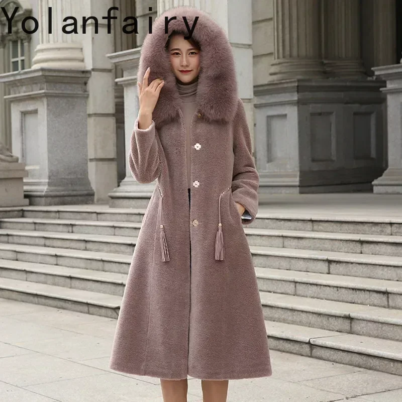Real Fur Coat Female Winter Natural Fox Fur Hooded Jacket Women Korean Long Sheep Shearing Coats Vintage 100% Wool Jacket LW1929
Real Fur Coat Female Winter Natural Fox Fur Hooded Jacket Women Korean Long Sheep Shearing Coats Vintage 100% Wool Jacket LW1929