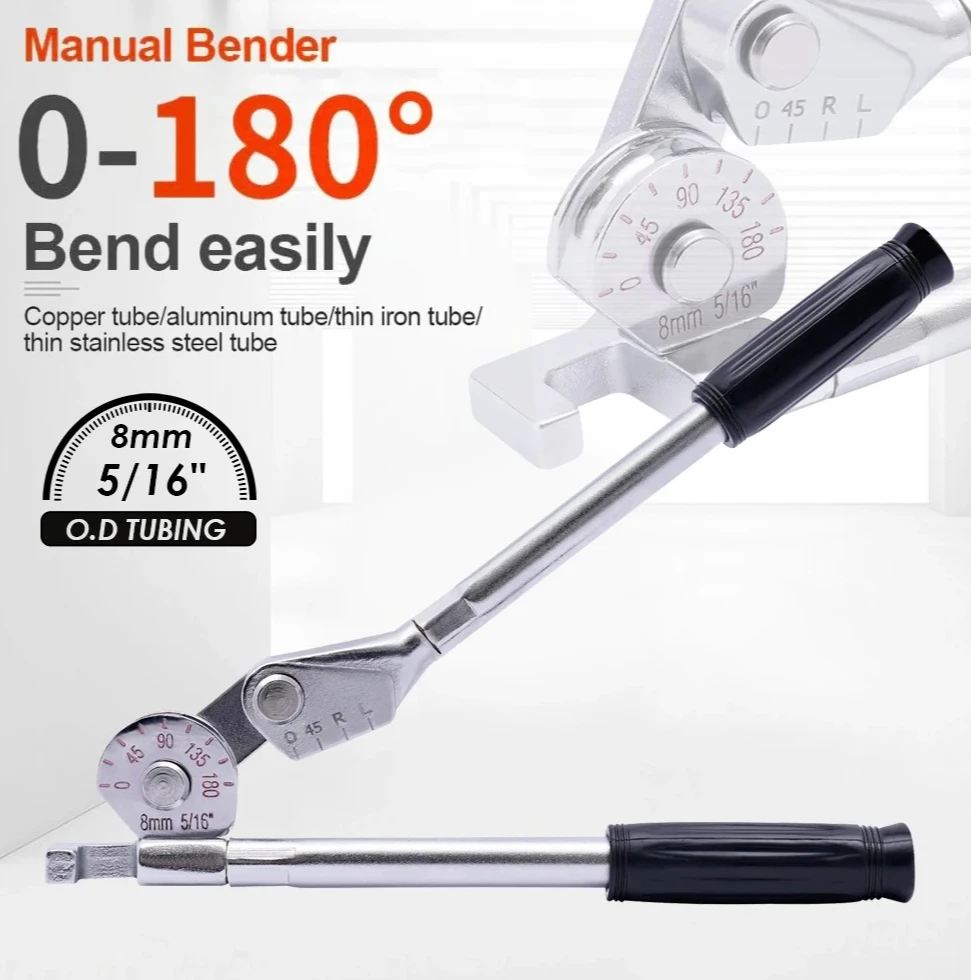 Manual Pipe Bender Tool for 8mm 10mm Copper Aluminum Tubes, Precision Air Conditioning Pipe Bender with 0-180 Degree Adjustment
Manual Pipe Bender Tool for 8mm 10mm Copper Aluminum Tubes, Precision Air Conditioning Pipe Bender with 0-180 Degree Adjustment