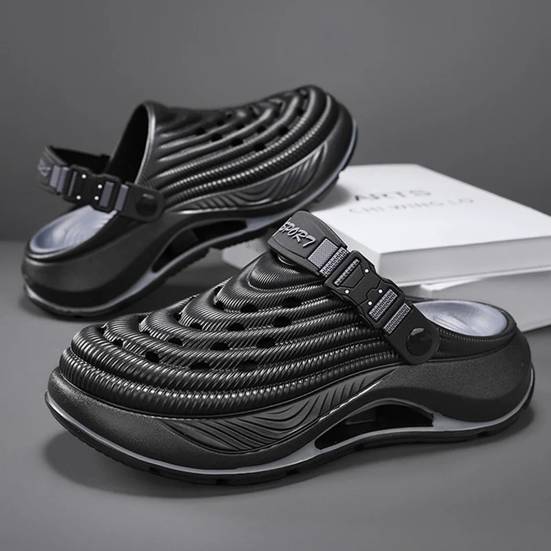 Горячие новые мужские модные полые повседневные уличные двуносимые тапочки, амортизирующая и противоскользящая пляжная обувь на толстой подошве
Горячие новые мужские модные полые повседневные уличные двуносимые тапочки, амортизирующая и противоскользящая пляжная обувь на толстой подошве