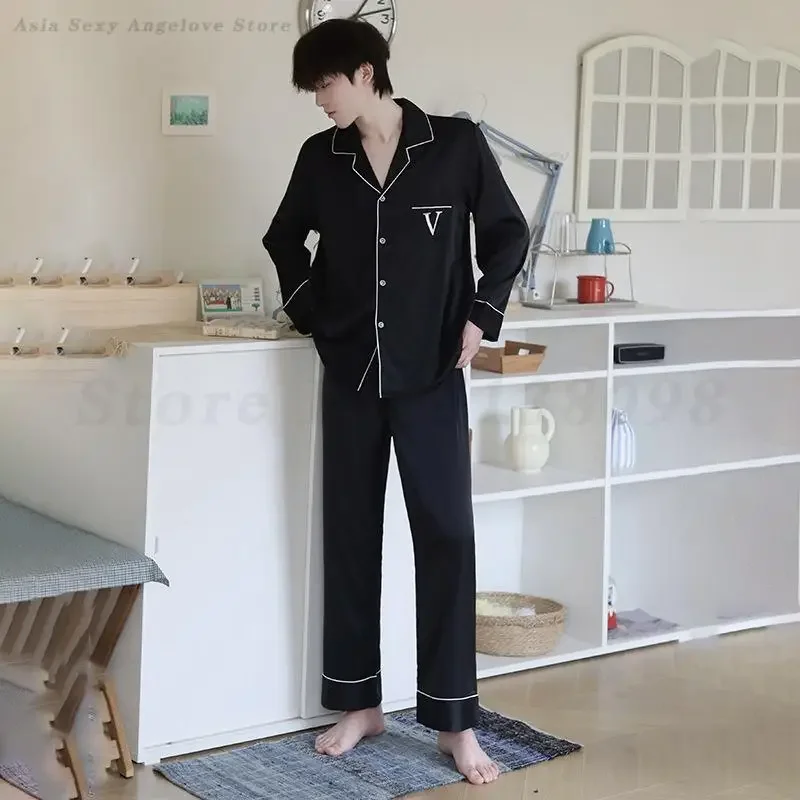 Spring Autumn New Pijama Mujer Loose Casual Sleepwear Mens Silk Satin Pajamas Sets Loungewear Long Sleeve Nightwear Home Clothes
Spring Autumn New Pijama Mujer Loose Casual Sleepwear Mens Silk Satin Pajamas Sets Loungewear Long Sleeve Nightwear Home Clothes