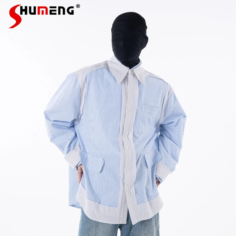 2025 Autumn Winter Fashion Faux Two-Piece High-End Striped Shirts Men's Trendy Tops Male Handsome Color Matching Simple Shirts
2025 Autumn Winter Fashion Faux Two-Piece High-End Striped Shirts Men's Trendy Tops Male Handsome Color Matching Simple Shirts