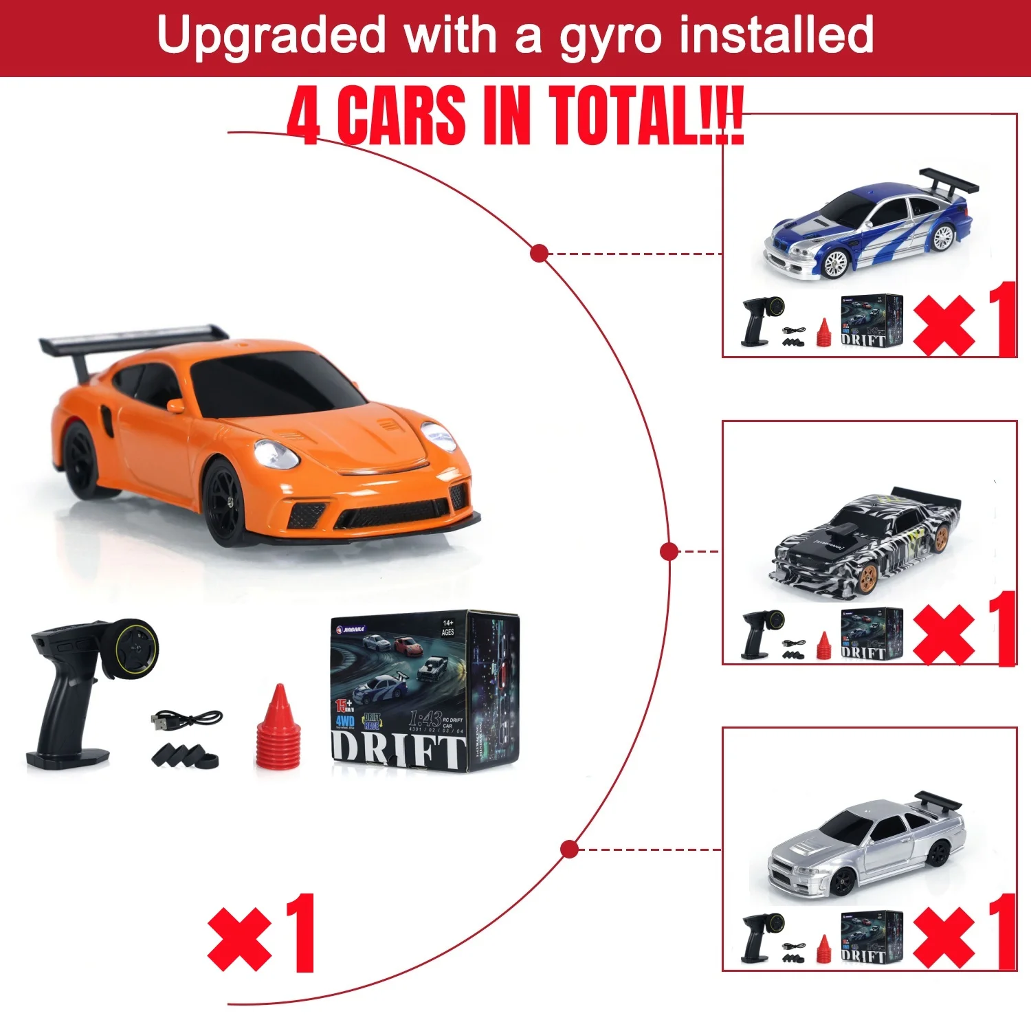 US Stock RTR 4 PCS 1/43 RC Drift Car Модернизированный гироскопический гоночный автомобиль 4WD Готовый для бега Мини Высокоскоростной автомобиль Готовая модель игрушки Подарки
US Stock RTR 4 PCS 1/43 RC Drift Car Модернизированный гироскопический гоночный автомобиль 4WD Готовый для бега Мини Высокоскоростной автомобиль Готовая модель игрушки Подарки