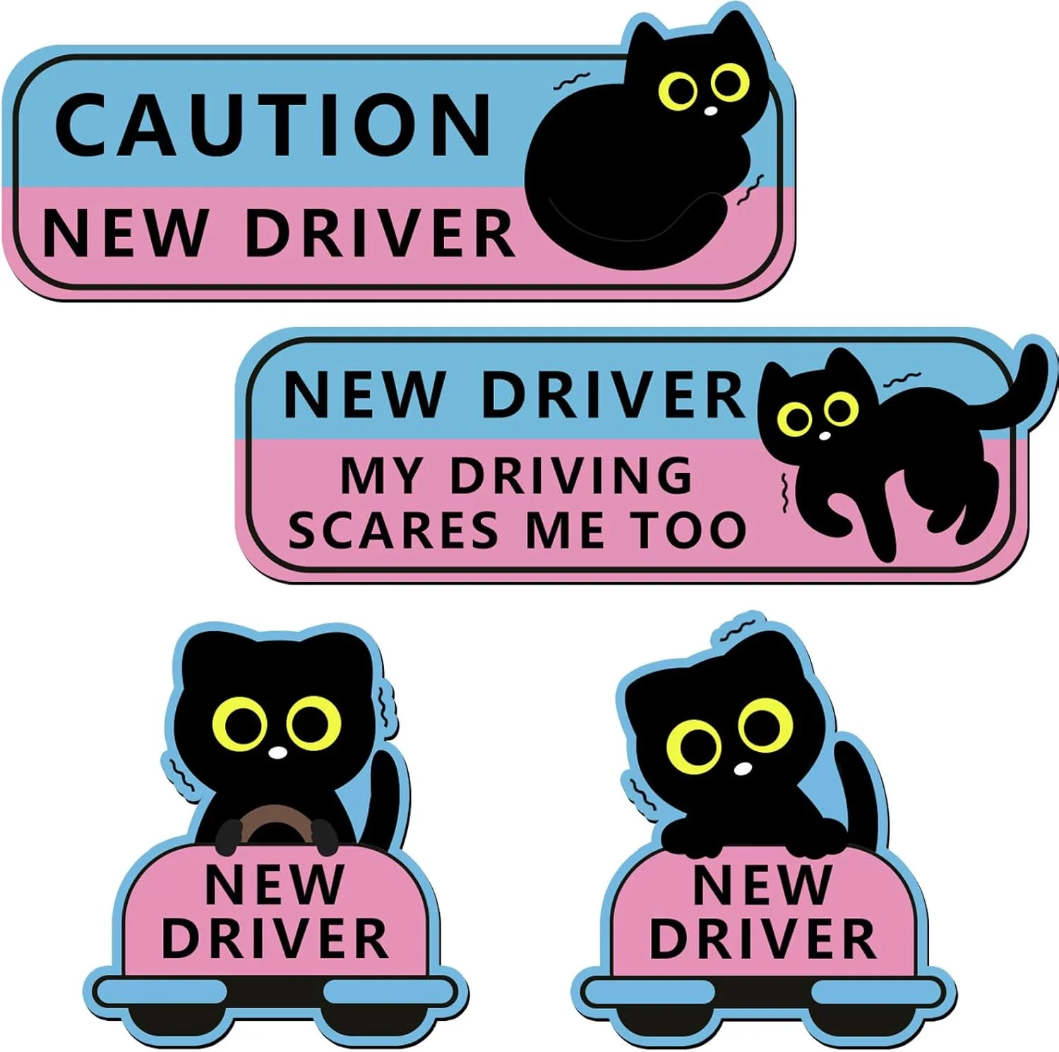 4Pcs Black Cat New Driver Car Magnet Sticker Safety Sign, Cute Shivering Cat Student Driver Sign for Car Bumper, Funny Cartoon N
4Pcs Black Cat New Driver Car Magnet Sticker Safety Sign, Cute Shivering Cat Student Driver Sign for Car Bumper, Funny Cartoon N