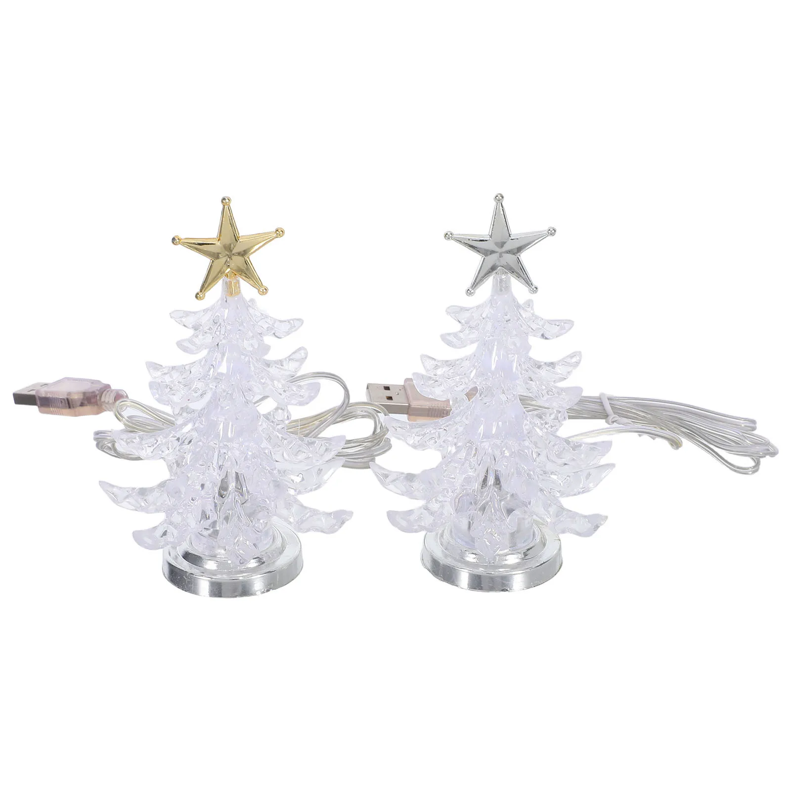 2Pcs Acrylic Christmas Tree Night Lights 7 Colors Changing USB Powered Mini Xmas Table Lamps Holiday Room Decor
2Pcs Acrylic Christmas Tree Night Lights 7 Colors Changing USB Powered Mini Xmas Table Lamps Holiday Room Decor