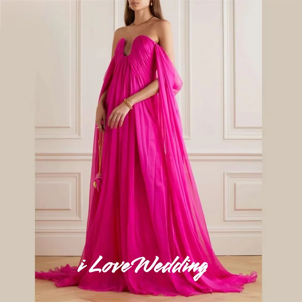 Fuchsia Strapless Prom Dresses 2025 Chiffon Sleeveless Shawl A-Line Floor-Length Backless Pleated Evening Dresses Customized
Fuchsia Strapless Prom Dresses 2025 Chiffon Sleeveless Shawl A-Line Floor-Length Backless Pleated Evening Dresses Customized
