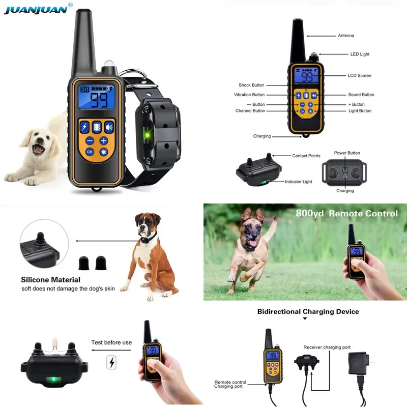 800m Electric Pet Dog Training Collar Waterproof and Anti-barking Rechargeable Remote Control Dog Collar with LCD Display
800m Electric Pet Dog Training Collar Waterproof and Anti-barking Rechargeable Remote Control Dog Collar with LCD Display
