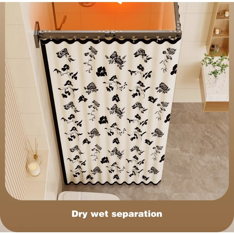 Foldable invisible bathroom shower curtain, no punching, bathroom waterproof partition, thickened warm shower water curtain
Foldable invisible bathroom shower curtain, no punching, bathroom waterproof partition, thickened warm shower water curtain