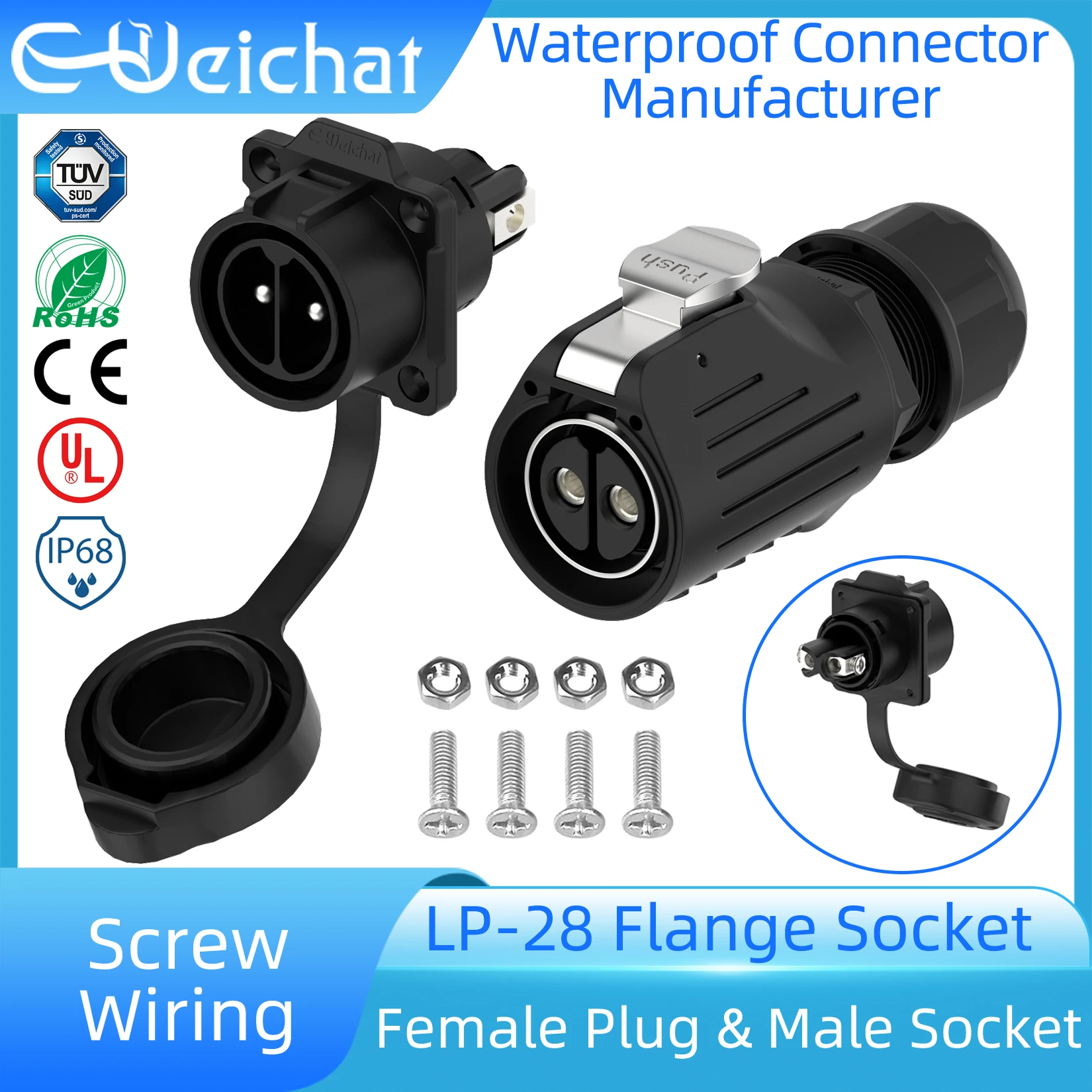 LP28 50A Strong Power Electrical Screw Lock Solderless Industrial Waterproof Connector Female Plug Male Socket PBT Plastic Shell
LP28 50A Strong Power Electrical Screw Lock Solderless Industrial Waterproof Connector Female Plug Male Socket PBT Plastic Shell