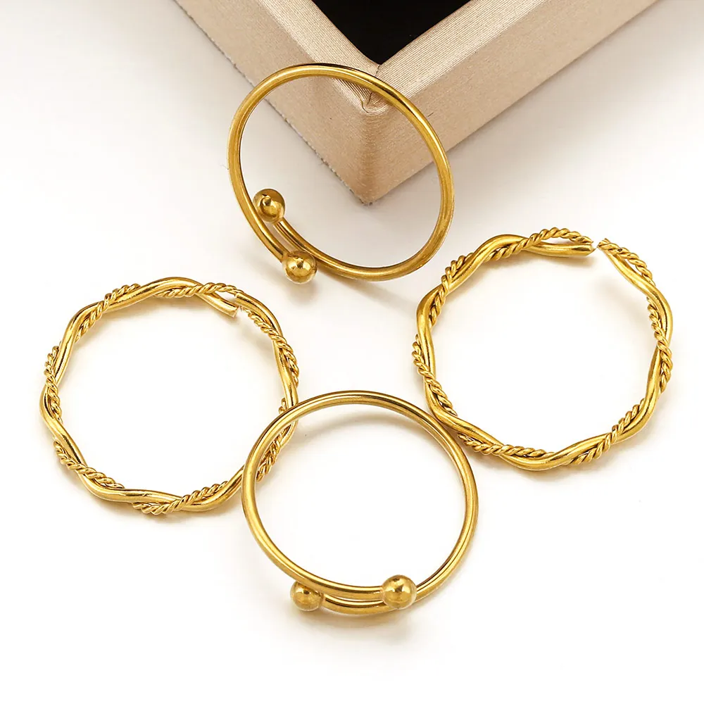 5pcs/lot Stainless Steel Women's Rings Twist Adjustable Opening Gold Plated PVD Simple Fashion Jewelry Waterproof for Party Gift
5pcs/lot Stainless Steel Women's Rings Twist Adjustable Opening Gold Plated PVD Simple Fashion Jewelry Waterproof for Party Gift