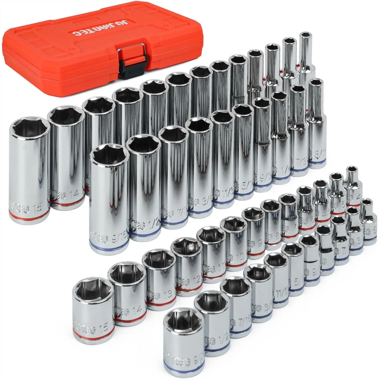 47-Piece 1/4" Drive Impact Socket Set with Deep & Shallow Sockets SAE & Metric for Auto Repair
47-Piece 1/4" Drive Impact Socket Set with Deep & Shallow Sockets SAE & Metric for Auto Repair