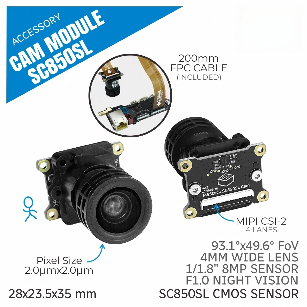 Official M5Stack SC850SL 8MP HD Camera Module for LLM630 Compute Kit