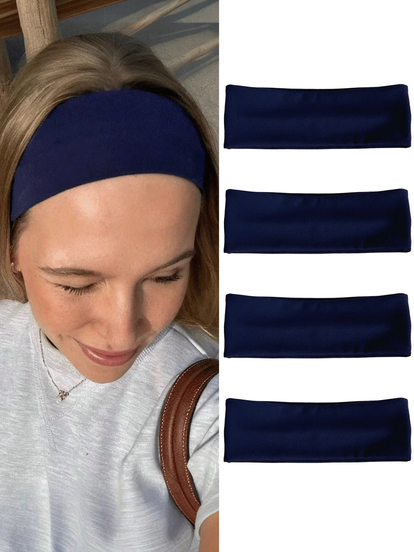Navy Blue Solid Color Stretchy Headbands For Women Boho Style Non Slip Hair Band For Yoga Running Workout
Navy Blue Solid Color Stretchy Headbands For Women Boho Style Non Slip Hair Band For Yoga Running Workout