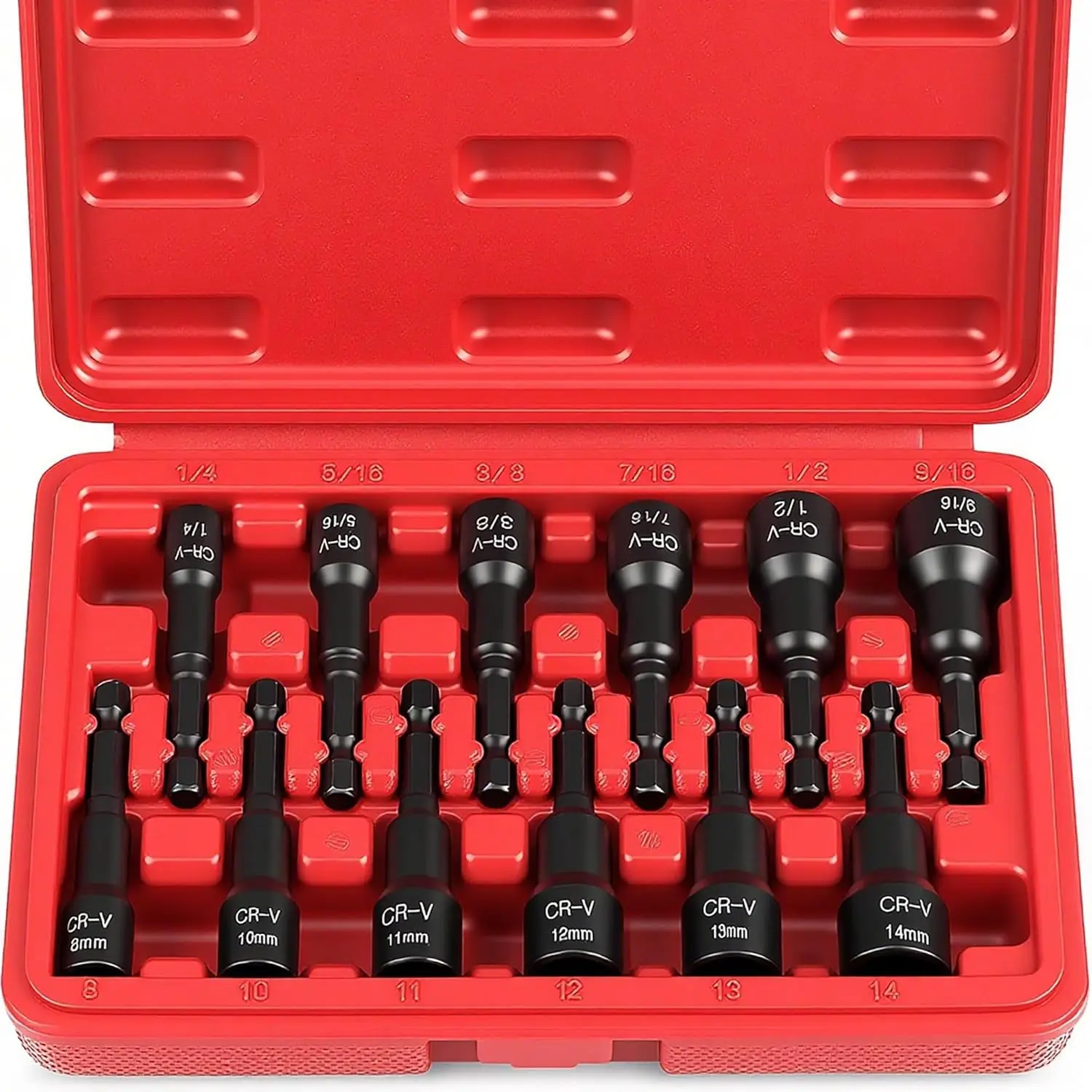 12-Piece Magnetic Nut Driver Set - Premium Impact Hex Drill Bits, SAE & Metric Sizes with Quick-Change Shank
12-Piece Magnetic Nut Driver Set - Premium Impact Hex Drill Bits, SAE & Metric Sizes with Quick-Change Shank