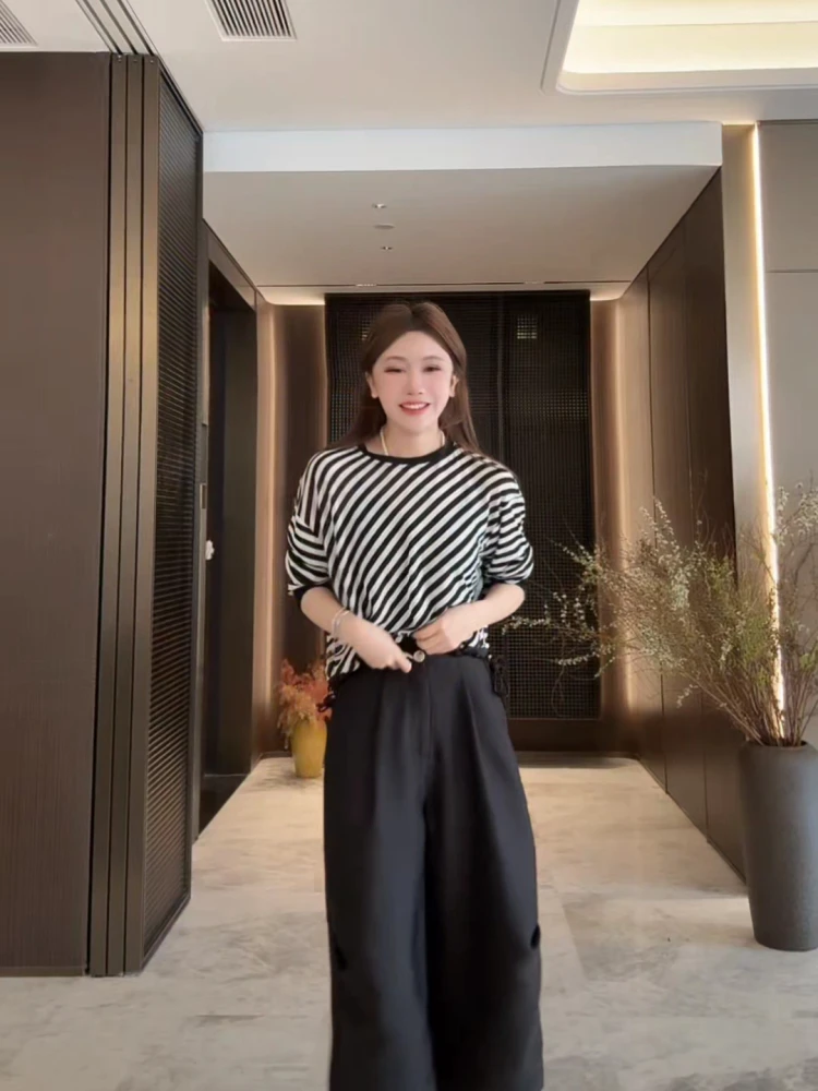 Pai Xue Recommended Cool Lightweight Summer Casual Stripe T-irt Women's Sun Protection Loose Fit Long Sve round Ne
Pai Xue Recommended Cool Lightweight Summer Casual Stripe T-irt Women's Sun Protection Loose Fit Long Sve round Ne