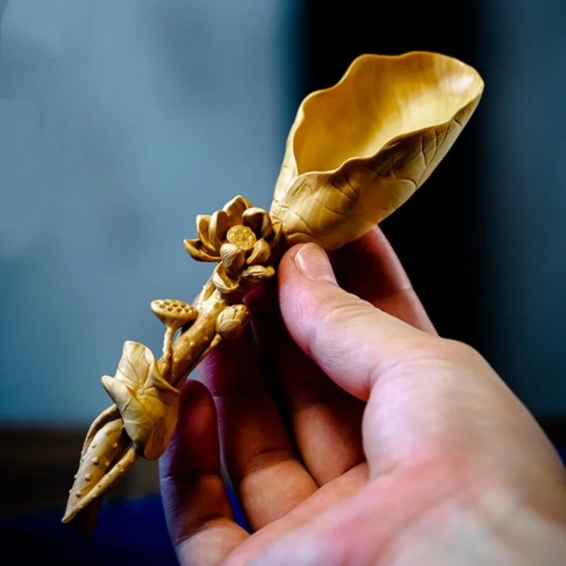Boxwood Carving Handcarved Lotus Tea Spoon Tea Ceremony Accessories Handicrafts
Boxwood Carving Handcarved Lotus Tea Spoon Tea Ceremony Accessories Handicrafts