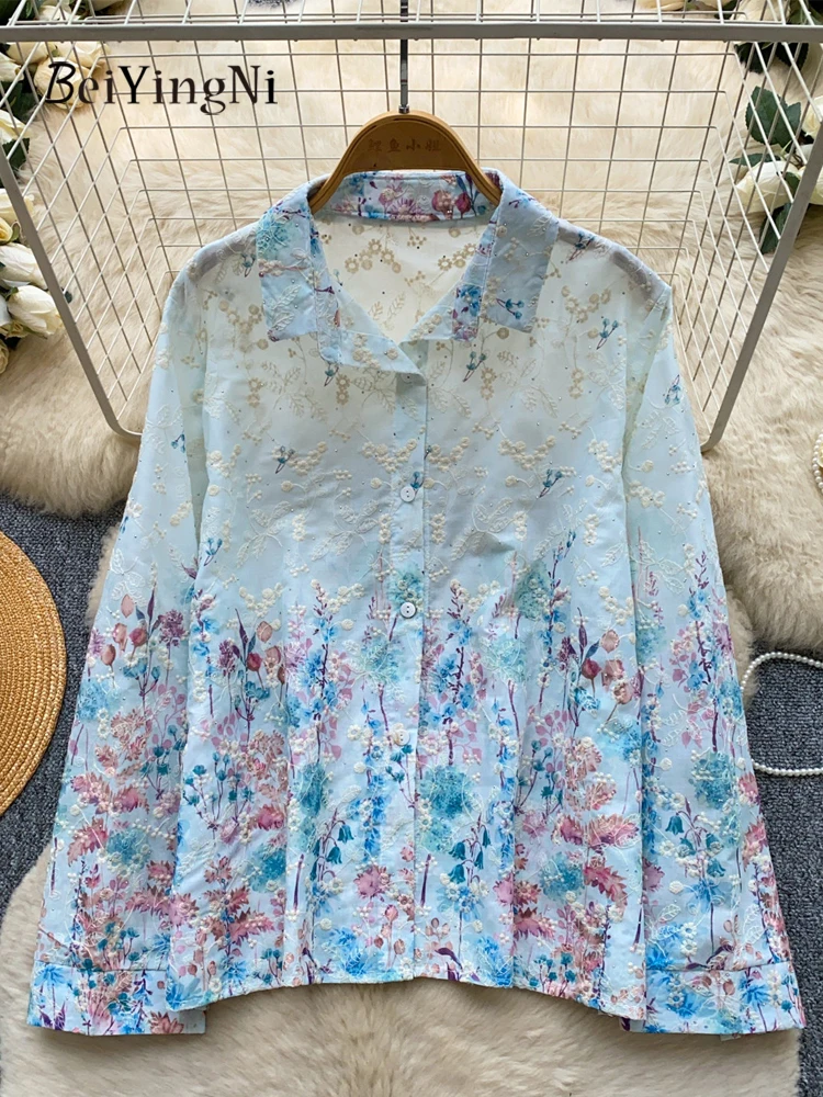 Beiyingni Pastoral Style Women's Shirts Embroidery Casual Loose Female Blouses Vintage Commute Elegant Temperament Blusas Tops
Beiyingni Pastoral Style Women's Shirts Embroidery Casual Loose Female Blouses Vintage Commute Elegant Temperament Blusas Tops