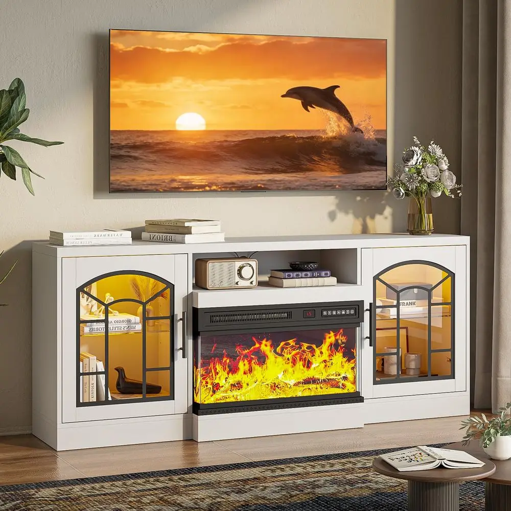 60 Fireplace TV Stand with 24 Fireplace, 3 Sided Glass Modern Entertainment Center with Adjustable Flame and LED Lights, Wood T
60 Fireplace TV Stand with 24 Fireplace, 3 Sided Glass Modern Entertainment Center with Adjustable Flame and LED Lights, Wood T