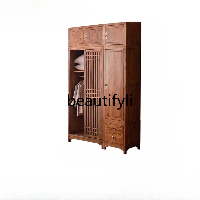 Solid wood wardrobe bedroom, sliding door wardrobe hanging storage top box floor cabinet
Solid wood wardrobe bedroom, sliding door wardrobe hanging storage top box floor cabinet