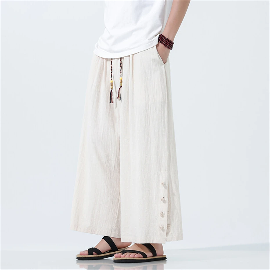 Large Size Cotton Linen Pants Mens Baggy Vintage Wide-leg Trousers Men Summer Thin Harajuku Casual Disc Buckle Ankle Length Pant
Large Size Cotton Linen Pants Mens Baggy Vintage Wide-leg Trousers Men Summer Thin Harajuku Casual Disc Buckle Ankle Length Pant