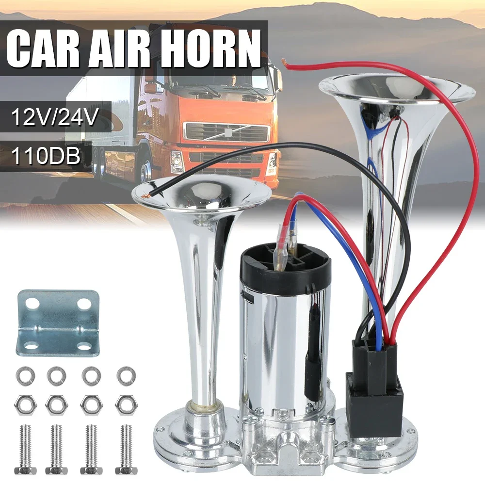 Super Loud Electric Speaker Car Air Horn Set 12V/24V For Motorcycle Boat Truck with Wires and Relay 110dB Hooter Dual Trumpets
Super Loud Electric Speaker Car Air Horn Set 12V/24V For Motorcycle Boat Truck with Wires and Relay 110dB Hooter Dual Trumpets