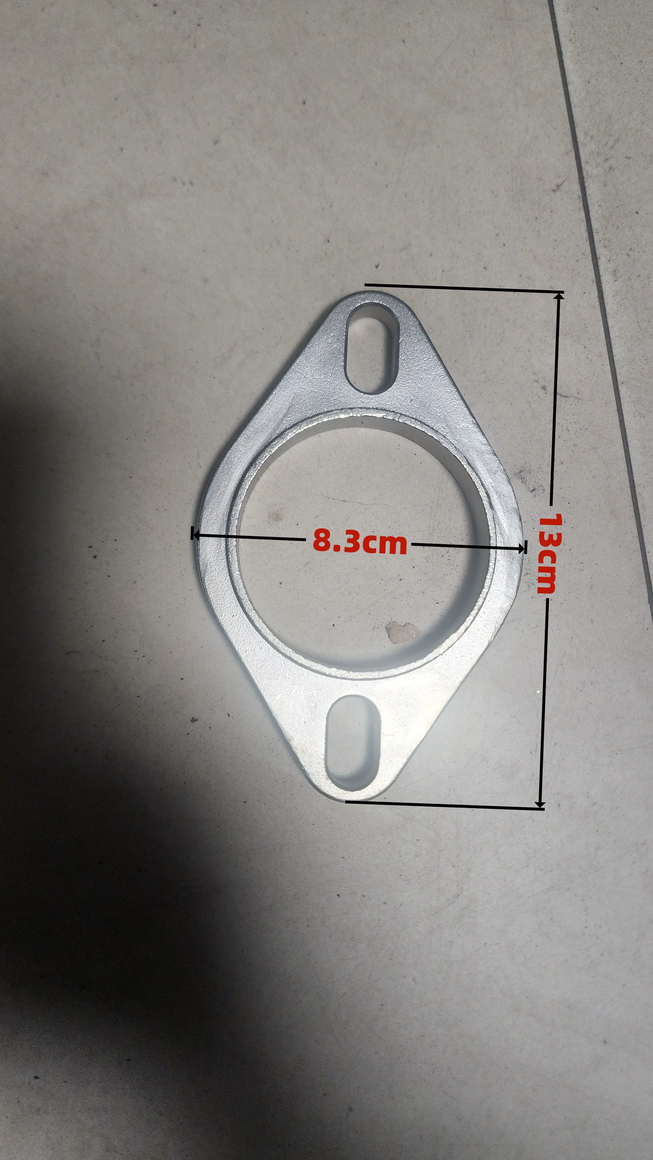 Universal two-hole flange interface plate for automotive exhaust pipe modifications.
Universal two-hole flange interface plate for automotive exhaust pipe modifications.