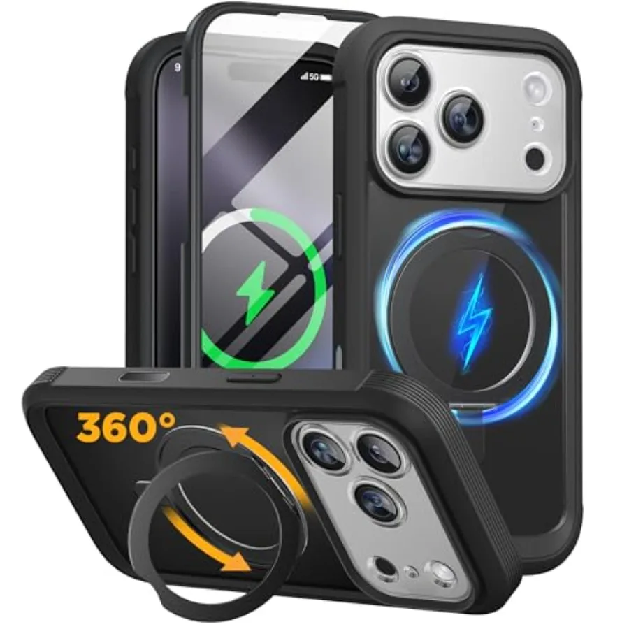 Чехол для iPhone 17 Pro с магнитной подставкой 360 Spin, полной защитой корпуса, встроенной стеклянной защитой экрана и управлением камерой, защита от падений
Чехол для iPhone 17 Pro с магнитной подставкой 360 Spin, полной защитой корпуса, встроенной стеклянной защитой экрана и управлением камерой, защита от падений