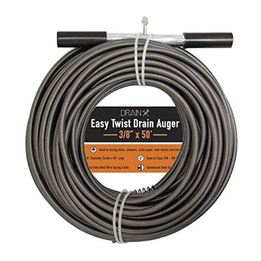 Drainx Easy Twist Drain Auger Flexible Plumbing Cables for Cleaning Drainage Clogs Includes Storage Bag and Protective Gloves,
Drainx Easy Twist Drain Auger Flexible Plumbing Cables for Cleaning Drainage Clogs Includes Storage Bag and Protective Gloves,