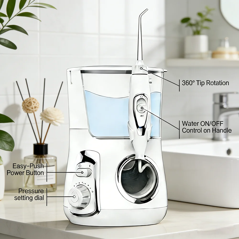800ML Desktop Oral Irrigator Electric Water Flosser 10 Modes 5 Replaceable Nozzles for Teeth Clean
800ML Desktop Oral Irrigator Electric Water Flosser 10 Modes 5 Replaceable Nozzles for Teeth Clean