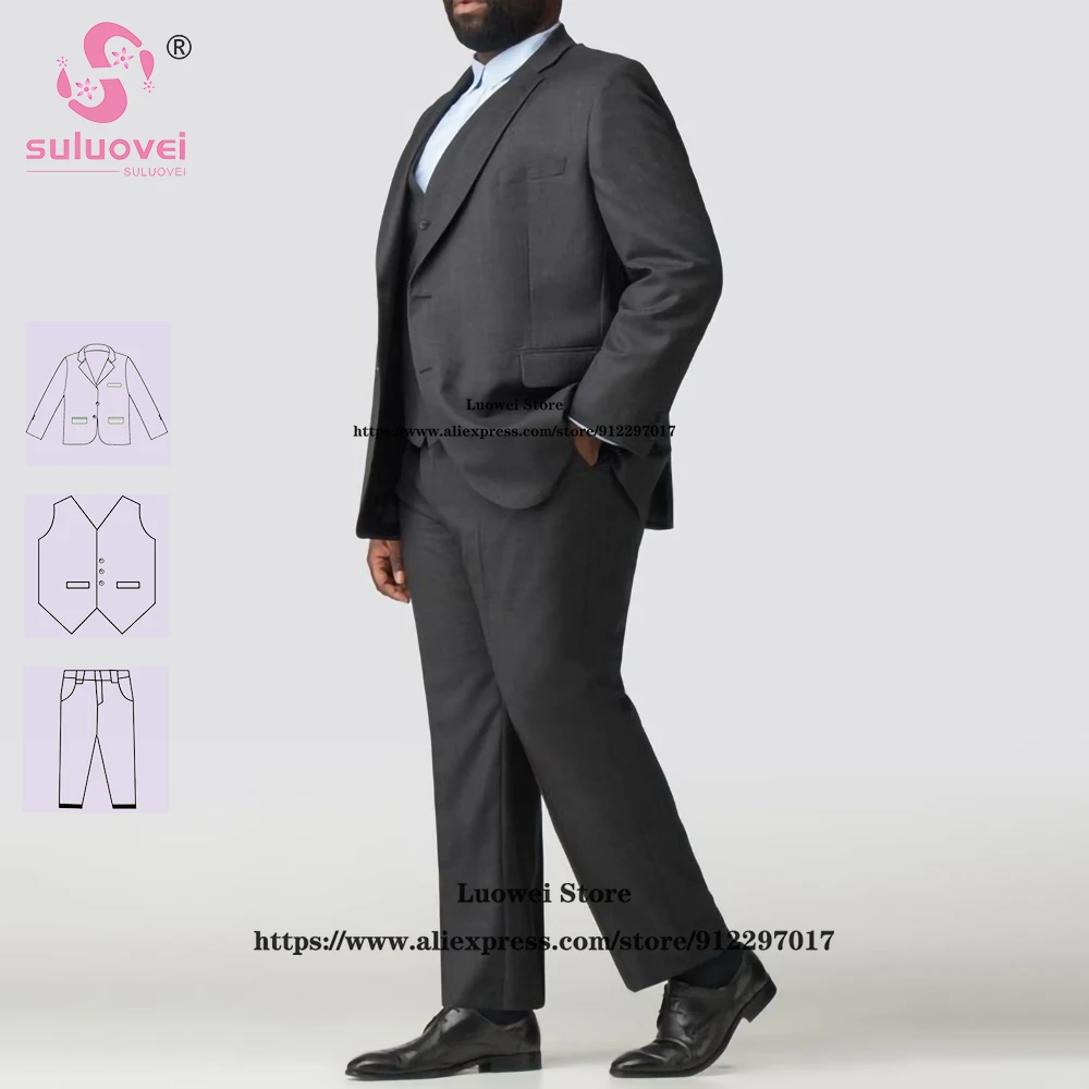 Classic Grey Plus Size Suits For Men Elegant 3 Piece Jacket Vest Pants Set Formal Groom Wedding Tuxedo Trajes De Hombre Elegante
Classic Grey Plus Size Suits For Men Elegant 3 Piece Jacket Vest Pants Set Formal Groom Wedding Tuxedo Trajes De Hombre Elegante