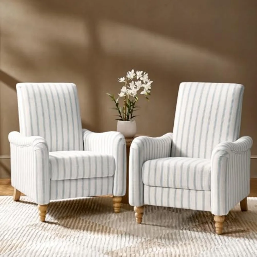 s, Farmhouse Push Back Armchairs with Solid Wood Spindle Legs, Adjustable Backrest and Footrest, Pattern Comfy Upholstered Sofa
s, Farmhouse Push Back Armchairs with Solid Wood Spindle Legs, Adjustable Backrest and Footrest, Pattern Comfy Upholstered Sofa