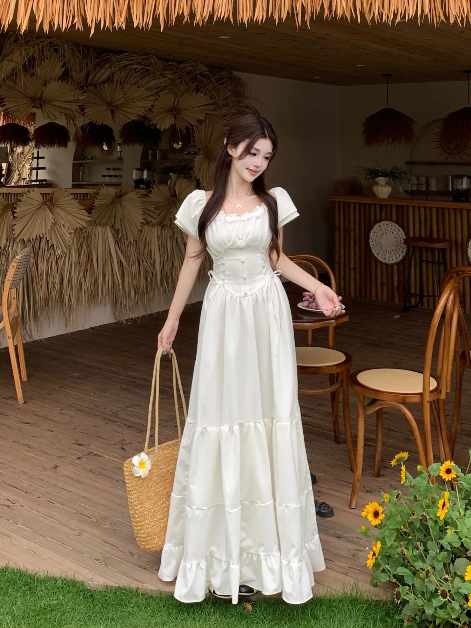 plus Size Summer New Style Square Collar Short Sleeve Dress Slimming Waist Decoration 3D Flower Long Knee-Length A-Line Dress
plus Size Summer New Style Square Collar Short Sleeve Dress Slimming Waist Decoration 3D Flower Long Knee-Length A-Line Dress
