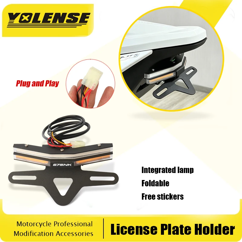 For 675SR 675SRS 675NK 500SR Motorcycle Short Tail Mount Tail Tidy Folding License Plate Frame Integrated Rear Light Turn Signal
For 675SR 675SRS 675NK 500SR Motorcycle Short Tail Mount Tail Tidy Folding License Plate Frame Integrated Rear Light Turn Signal
