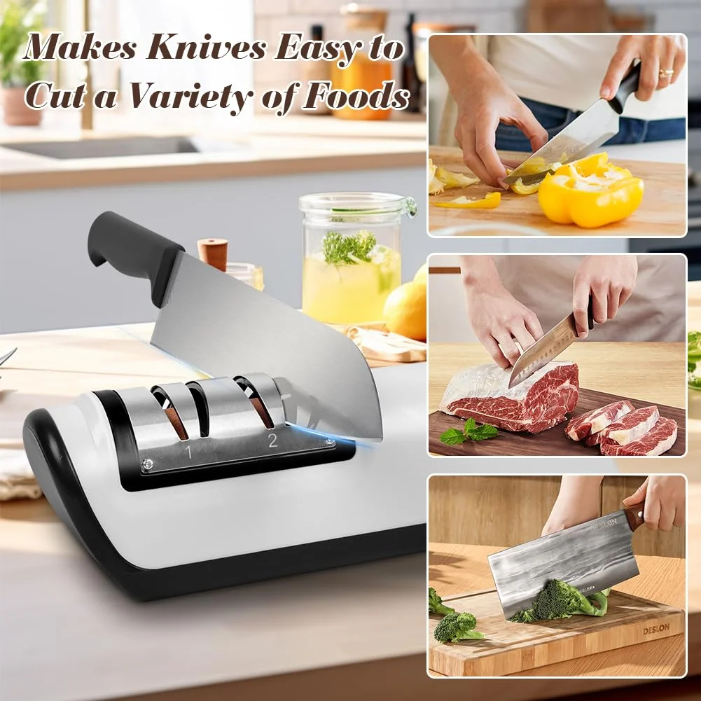 Электрическая автоматическая точилка для ножей, профессиональный многофункциональный маленький кухонный инструмент, быстрая заточка, нескользящая портативная зарядка
Электрическая автоматическая точилка для ножей, профессиональный многофункциональный маленький кухонный инструмент, быстрая заточка, нескользящая портативная зарядка