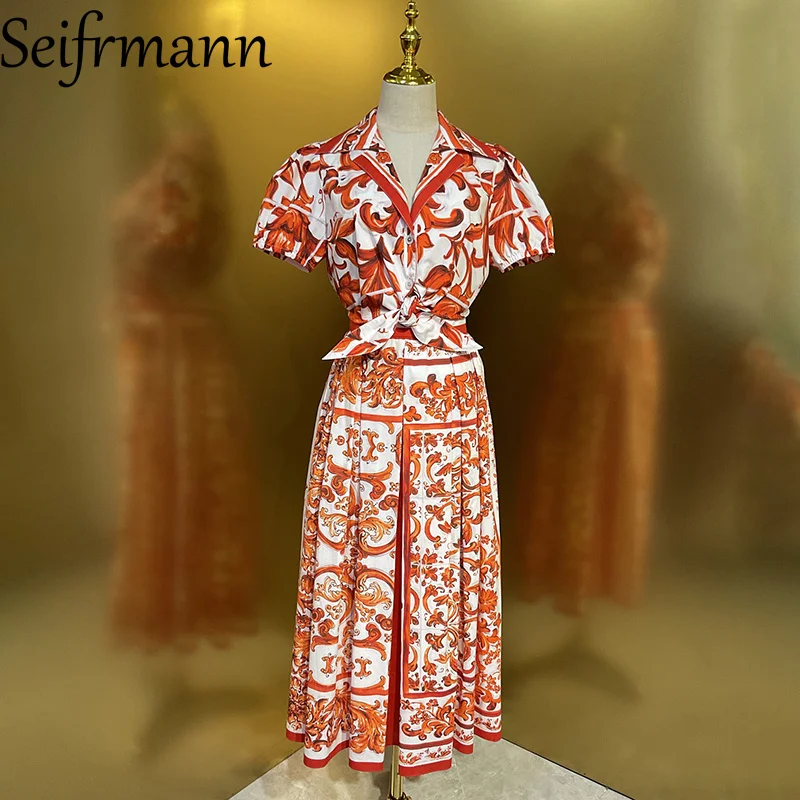 Seifrmann Casual printed women's collar short sleeved cotton top+long skirt set 2026 summer fashion two-piece set
Seifrmann Casual printed women's collar short sleeved cotton top+long skirt set 2026 summer fashion two-piece set