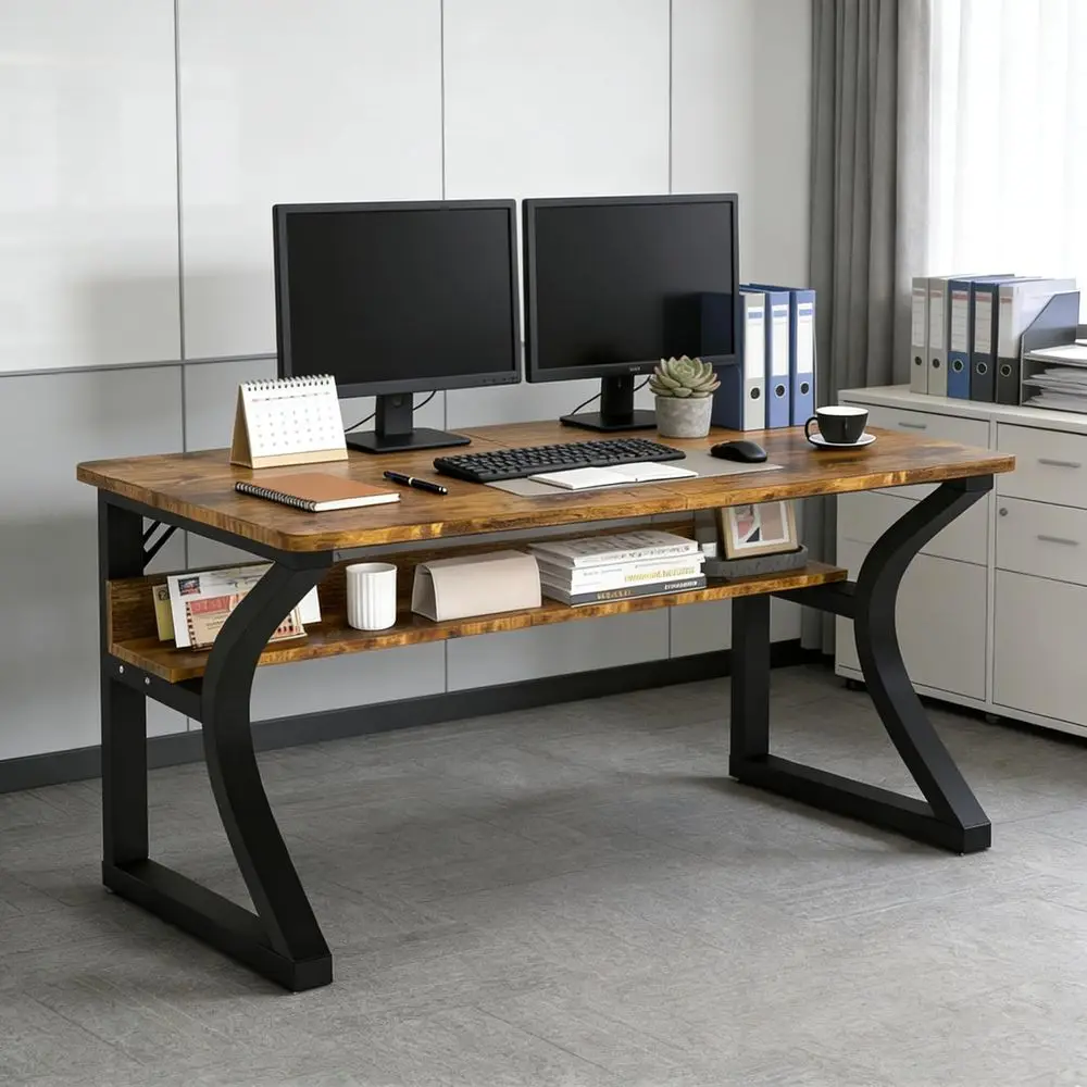 47 Spacious C-Shaped Home Office Desk with Storage for Gaming & Study (Brown)
47 Spacious C-Shaped Home Office Desk with Storage for Gaming & Study (Brown)