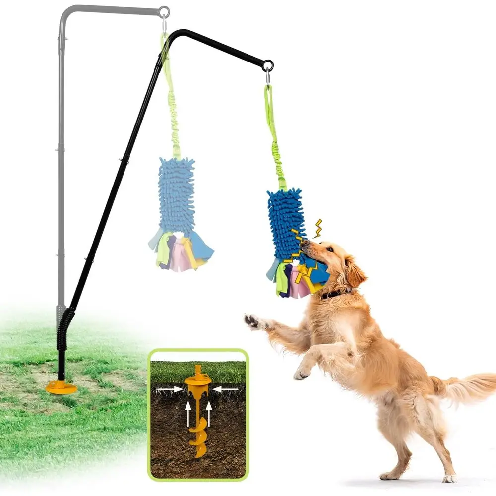 Sturdy Dog Spring Pole with Ground Anchor & 360° Swivel, Adjustable 30-49 Height, Outdoor Tug Toy System for Bungee Play and Tra
Sturdy Dog Spring Pole with Ground Anchor & 360° Swivel, Adjustable 30-49 Height, Outdoor Tug Toy System for Bungee Play and Tra