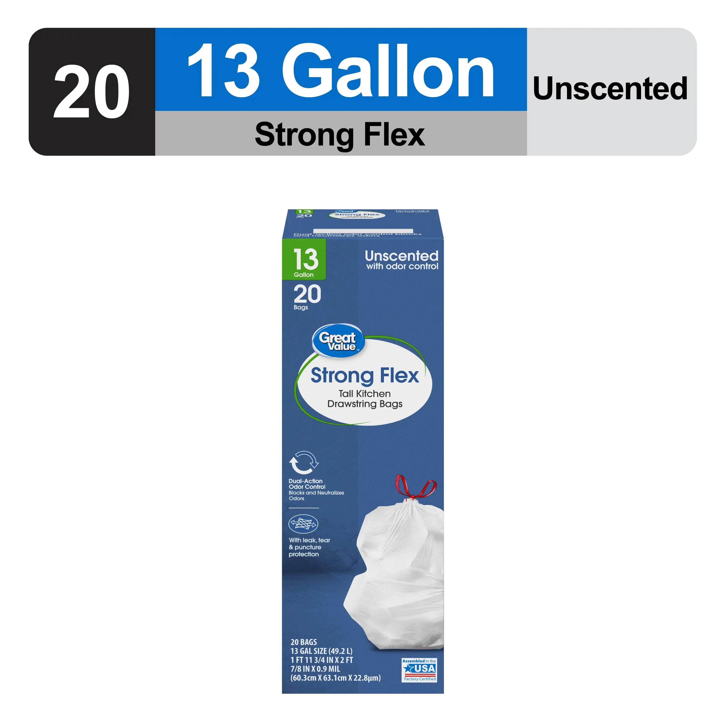 Высокие кухонные сумки Strong Flex на шнурке, без запаха, 13 галлонов, 20 шт.
Высокие кухонные сумки Strong Flex на шнурке, без запаха, 13 галлонов, 20 шт.