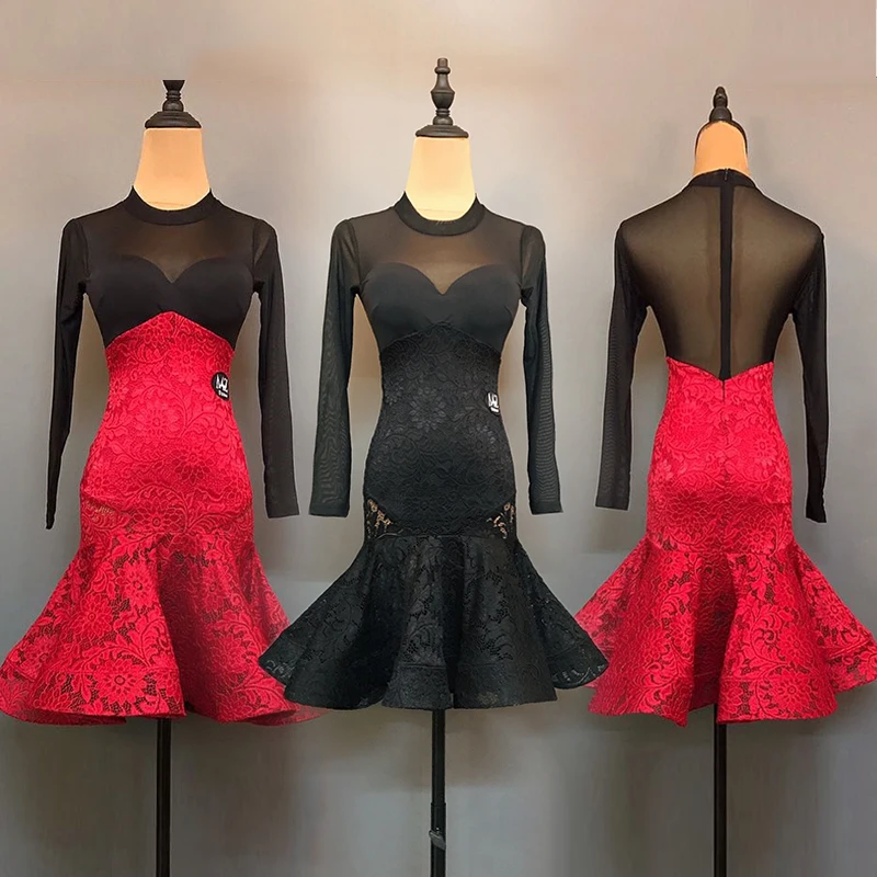 Платье для латинских танцев с длинными рукавами, женские танцевальные костюмы для танго, румбы, черные, красные кружевные платья, профессиональный наряд для соревнований для взрослых 2047
Платье для латинских танцев с длинными рукавами, женские танцевальные костюмы для танго, румбы, черные, красные кружевные платья, профессиональный наряд для соревнований для взрослых 2047