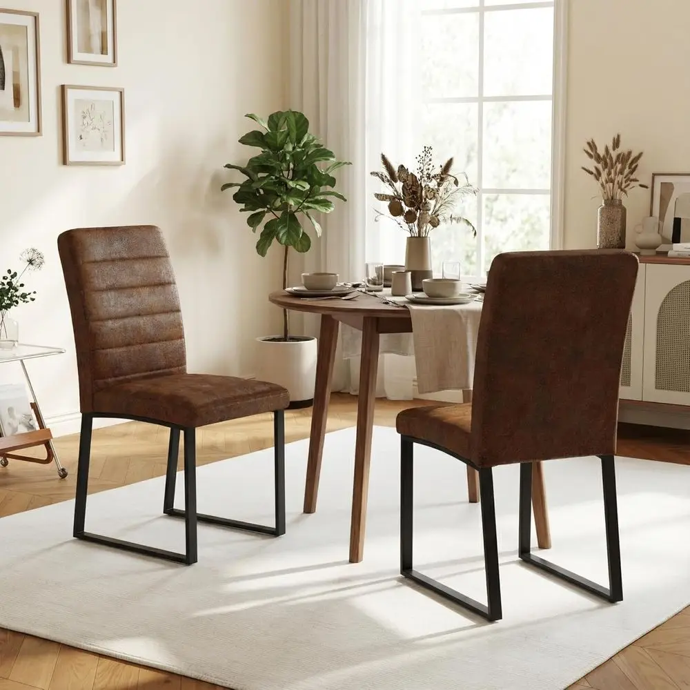 Set of 2 Leather-Padded Kitchen Chairs with Metal Legs, Brown Dining Room Chairs for Home or Restaurant Use
Set of 2 Leather-Padded Kitchen Chairs with Metal Legs, Brown Dining Room Chairs for Home or Restaurant Use
