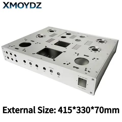 External Size 415*330*70mm Push-Pull Amplifier Chassis All Aluminum Alloy Preamp Box HiFi Fever Audio DIY Enclosure Customizable