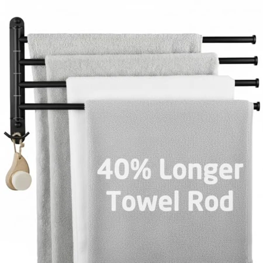 Extra Long 19.5" Swivel Towel Rack, Black Swing Arm Towel Bar 4-Arm, Swing Out Towel Rack for Bathroom Wall, Hand Towel Racks W
Extra Long 19.5" Swivel Towel Rack, Black Swing Arm Towel Bar 4-Arm, Swing Out Towel Rack for Bathroom Wall, Hand Towel Racks W