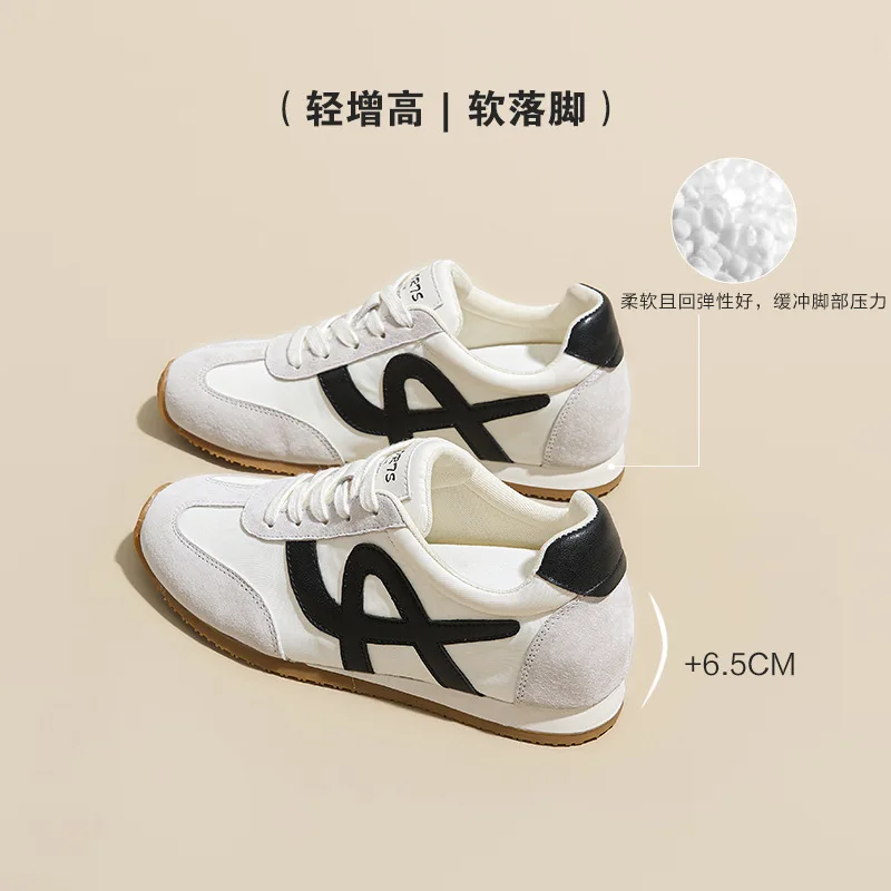 Women Vulcanized Shoes with Increased Height and Genuine Leather New Thick Soled Sports Forrest Gump Shoes Versatile Ballet 
Women Vulcanized Shoes with Increased Height and Genuine Leather New Thick Soled Sports Forrest Gump Shoes Versatile Ballet