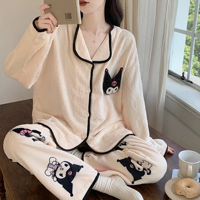spring autumn new long-sleeved pajamas hello kitty embroidered trousers Sanrio women kuromi sleepwear summer home clothes set
spring autumn new long-sleeved pajamas hello kitty embroidered trousers Sanrio women kuromi sleepwear summer home clothes set