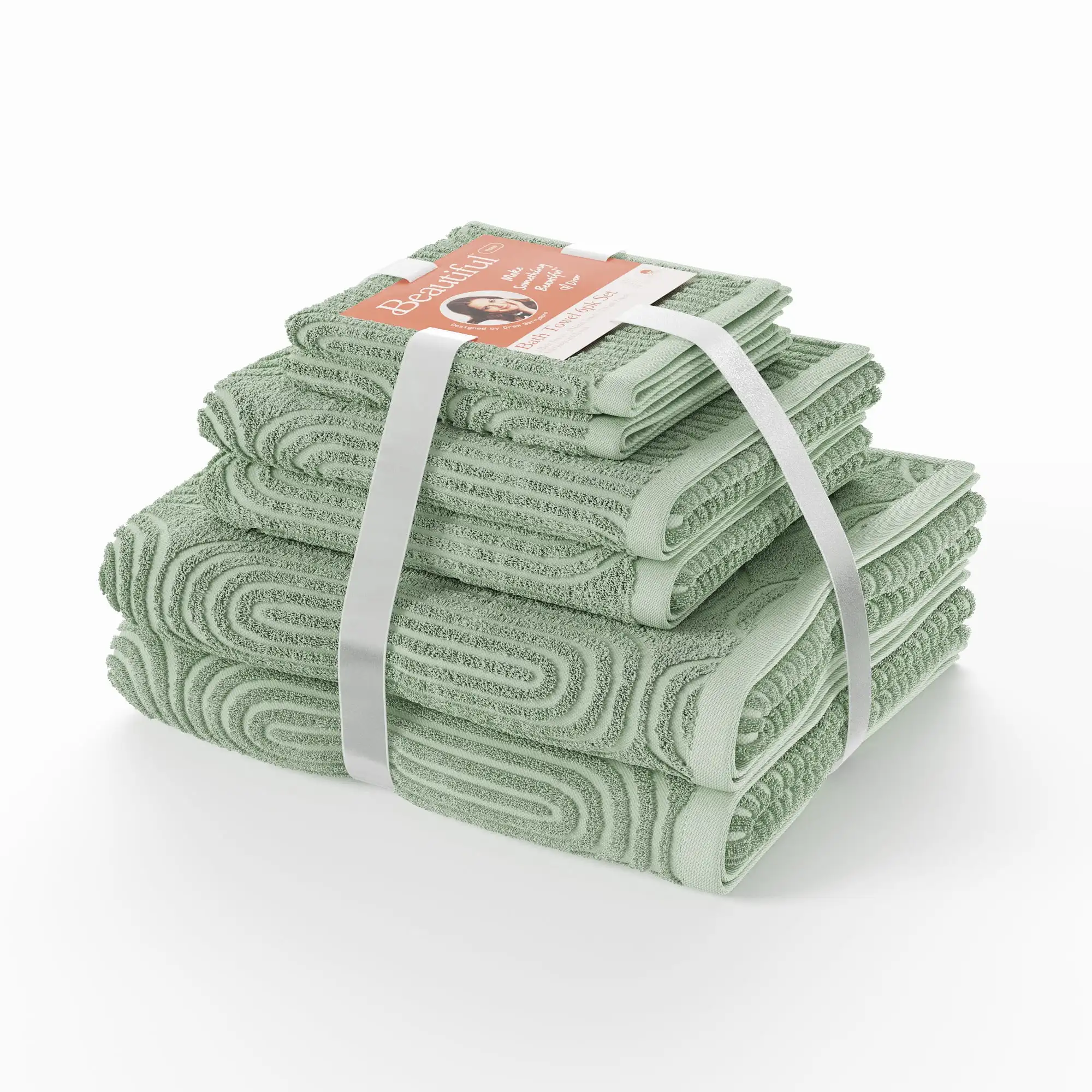 Textured 6Pk Towel Set, Contains 2 Bath, 2 Hand, 2 Wash - Sage Green by Drew Barrymore
Textured 6Pk Towel Set, Contains 2 Bath, 2 Hand, 2 Wash - Sage Green by Drew Barrymore