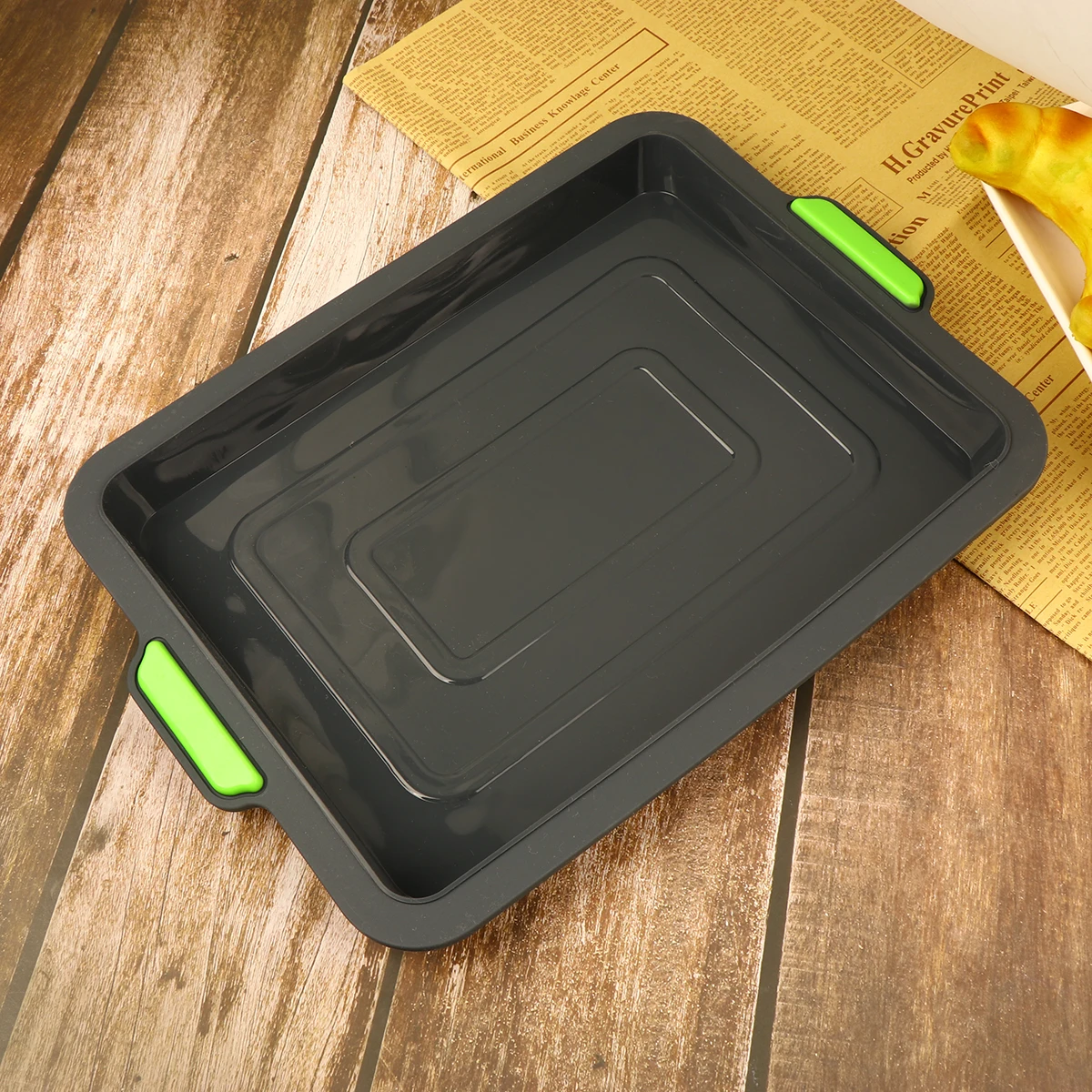 Baking Plate Silicone Tray Portable Storage Cake Biscuit Bread Baking Tray for Home Store with Handle (Black)
Baking Plate Silicone Tray Portable Storage Cake Biscuit Bread Baking Tray for Home Store with Handle (Black)