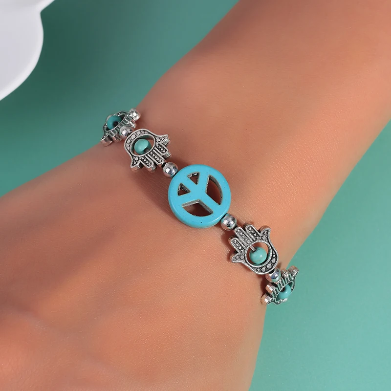 Bohemian Handmade Stone Beads Bracelets Palm Turquoise Charms Bangles for Women Girls Party Holiday Jewelry Gifts
Bohemian Handmade Stone Beads Bracelets Palm Turquoise Charms Bangles for Women Girls Party Holiday Jewelry Gifts