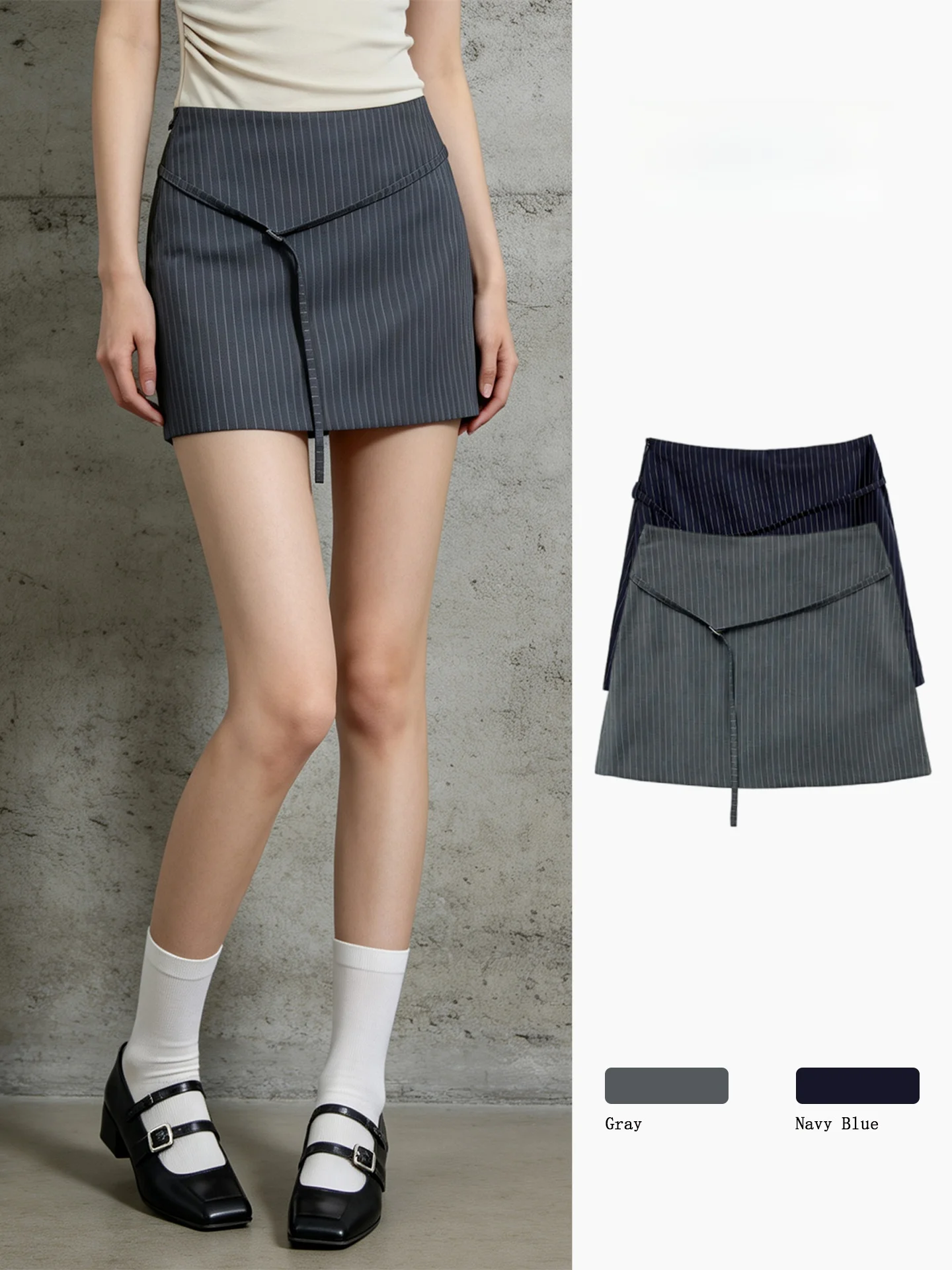 Gray Stripe Suit A-Line Skirt Women's Summer Slimming Commute High Waist Belt Design Sensation Half Skirt Polyester Fiber
Gray Stripe Suit A-Line Skirt Women's Summer Slimming Commute High Waist Belt Design Sensation Half Skirt Polyester Fiber